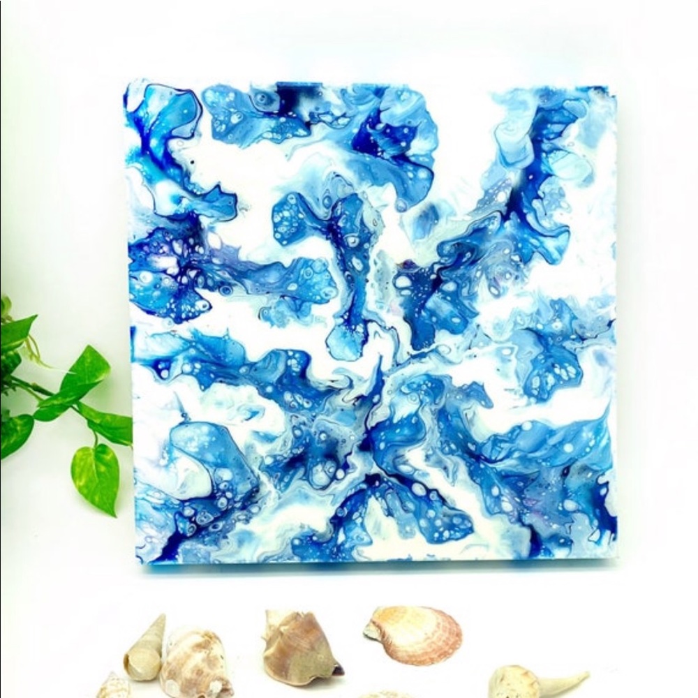 Off white blue abstract flower Art Home Decor Resin Painting